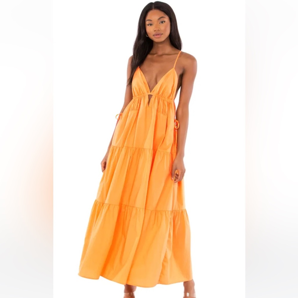 ASTR Cassie Cinched Maxi dress in Melon